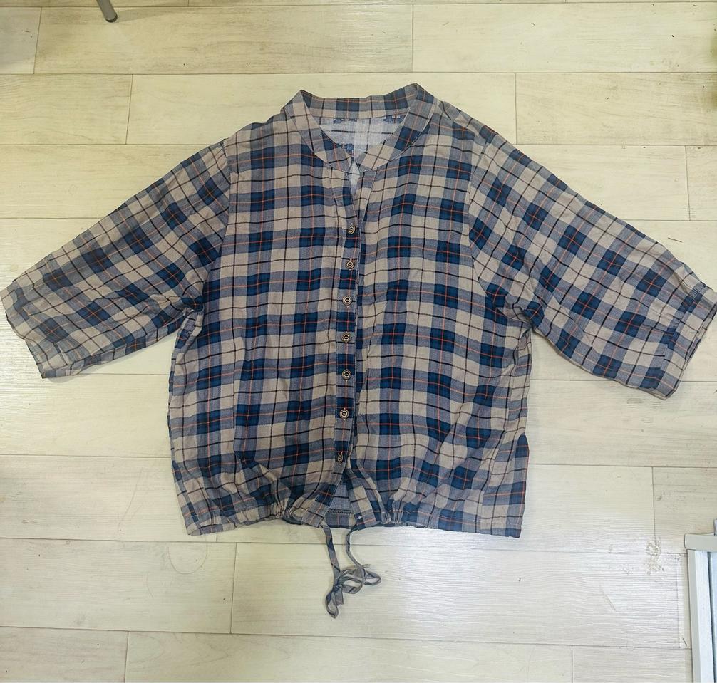 (일본수입)체크무늬 블라우스