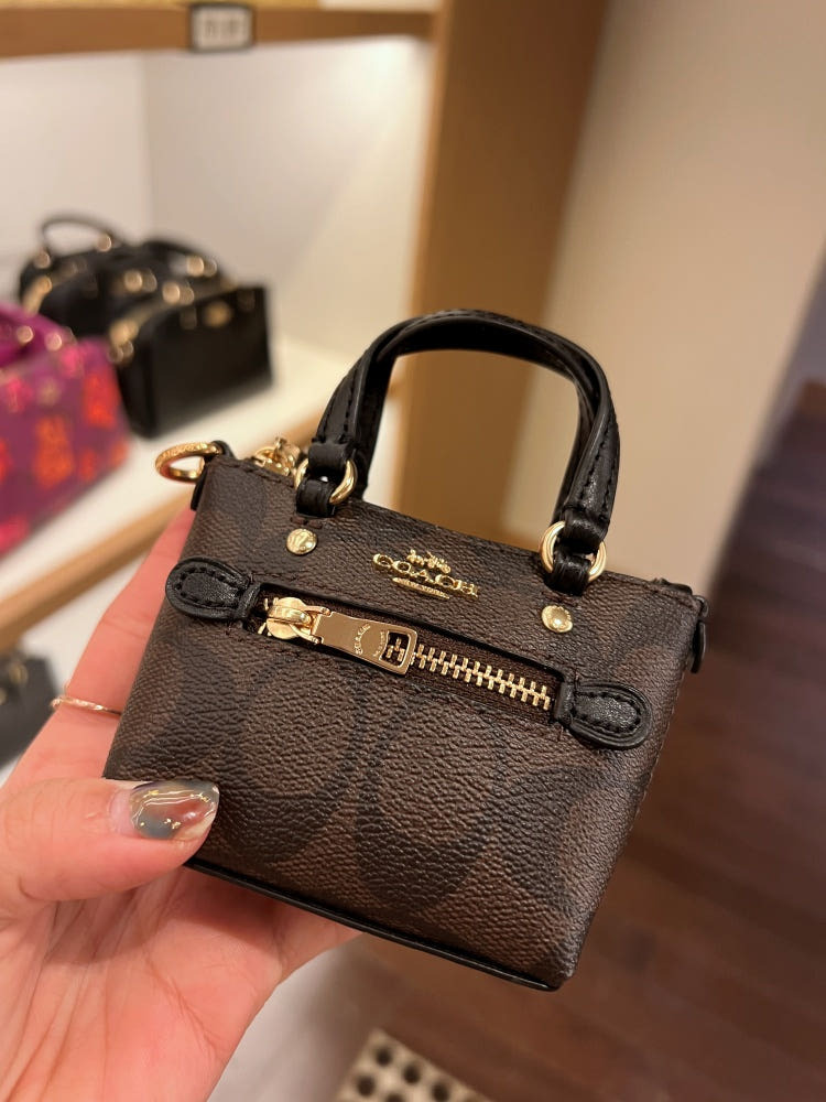 코치 시그니처 캔버스 미니 갤러리 토트백 백참 열쇠고리 CC895