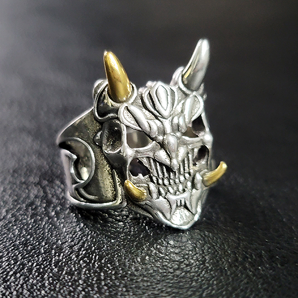 Oni 실버 남자 엔틱 빈티지 선물 소품 귀멸의칼날 오니 반지