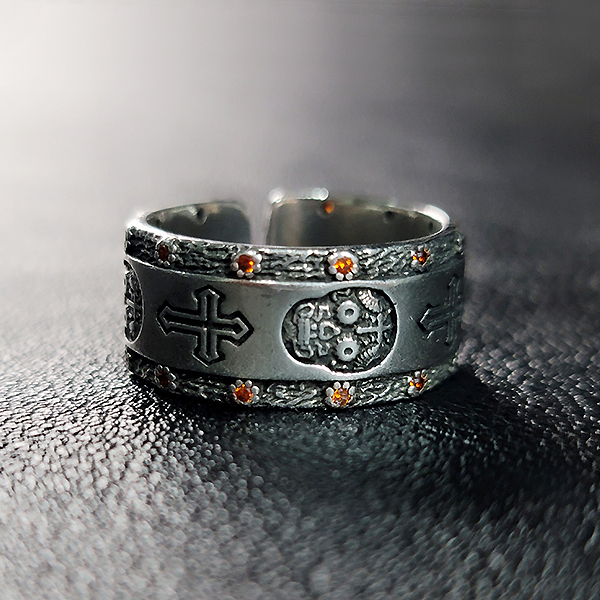 Bigbang 실버 남자 빈티지 엔틱 소품 스컬 해골 반지