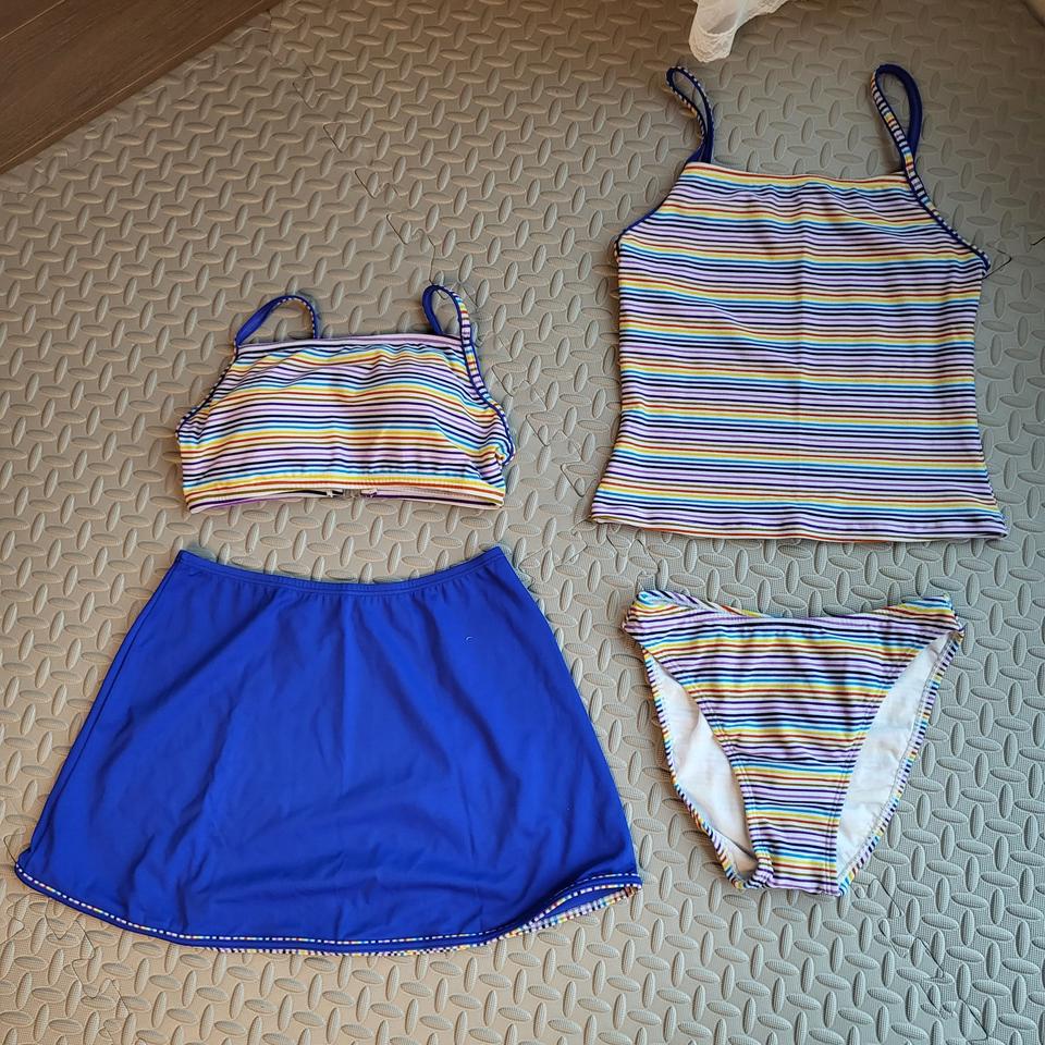 비키니 세트 4PC 커버업 나시 스커트 래쉬가드