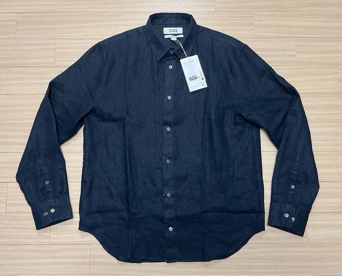 [새제품] [M] COS 코스 리넨 릴랙스드 롱 슬리브 셔츠 네이비