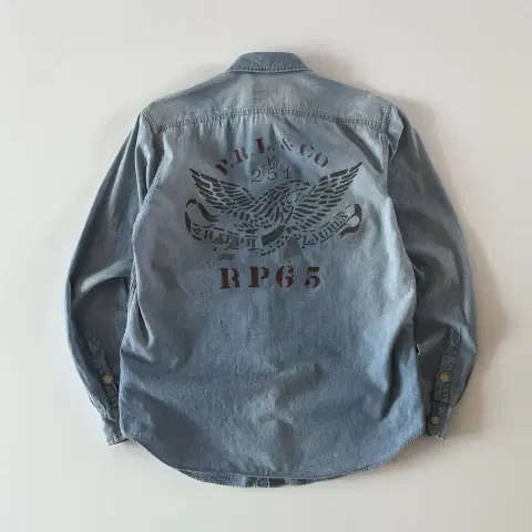 폴로 랄프로렌 이글스 데님 샴브레이 셔츠 S