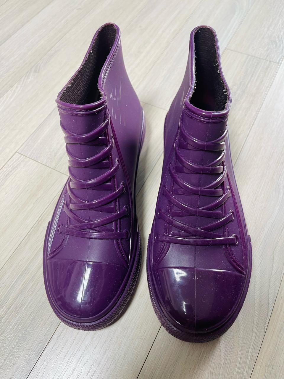 퍼플 하이탑 레인부츠 36