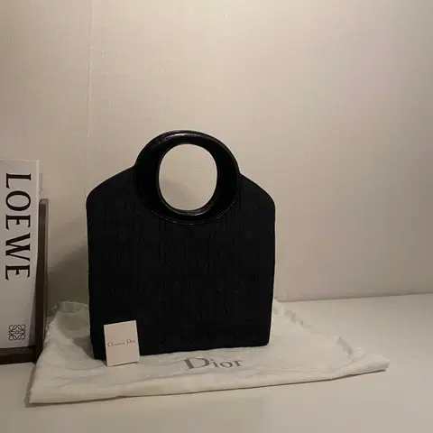 Dior / 빈티지 디올 까나쥬 블랙 패브릭 퀄팅 핸드백 / 토트백