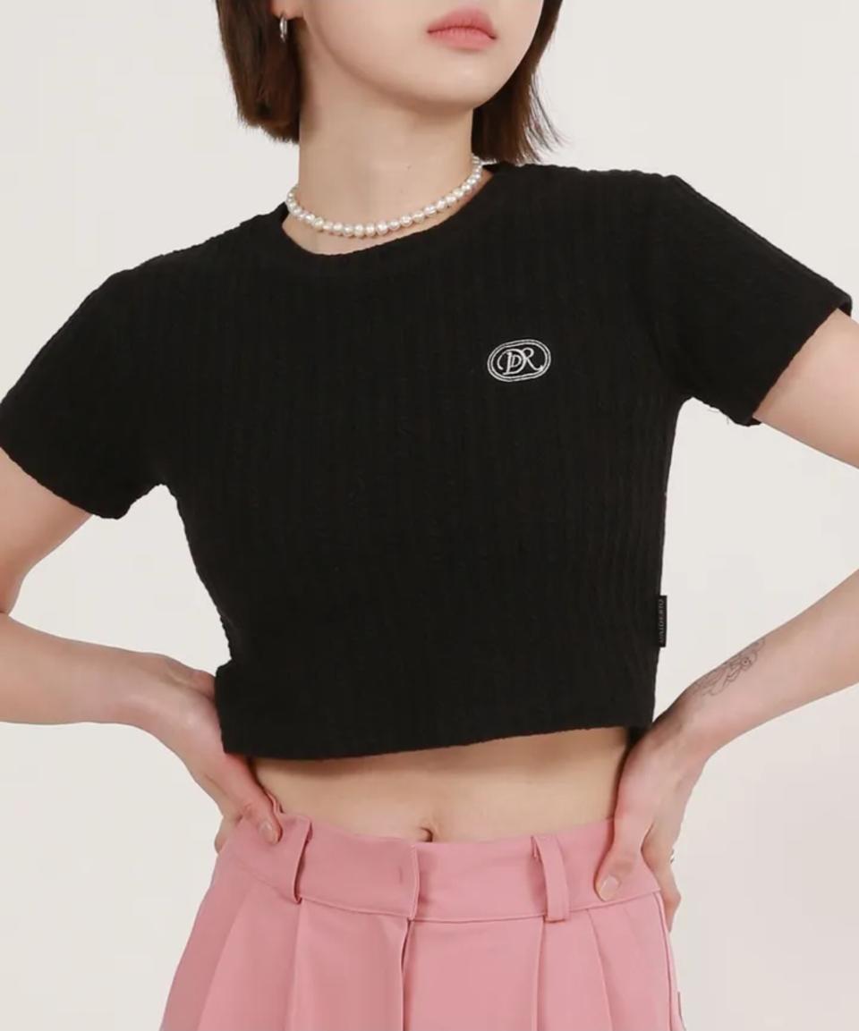 데이데리오 그레이 자가드 크롭 반팔 S