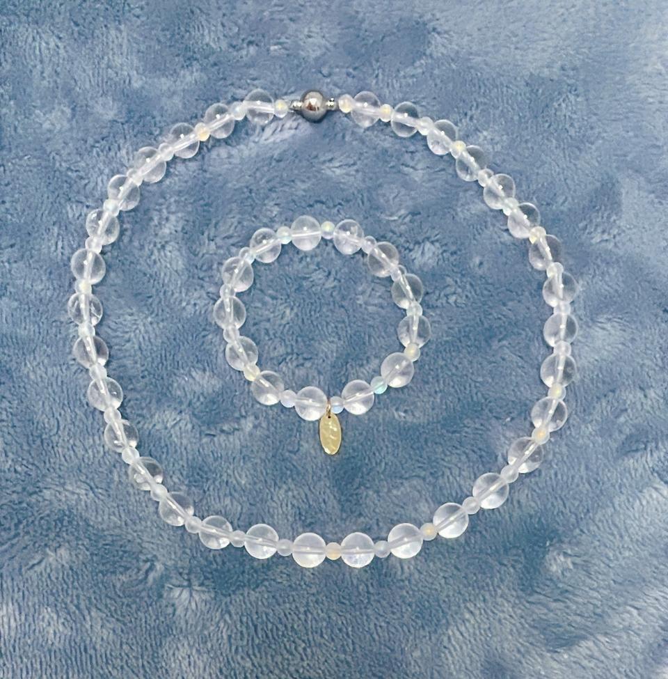 백수정 목걸이,팔찌 세트