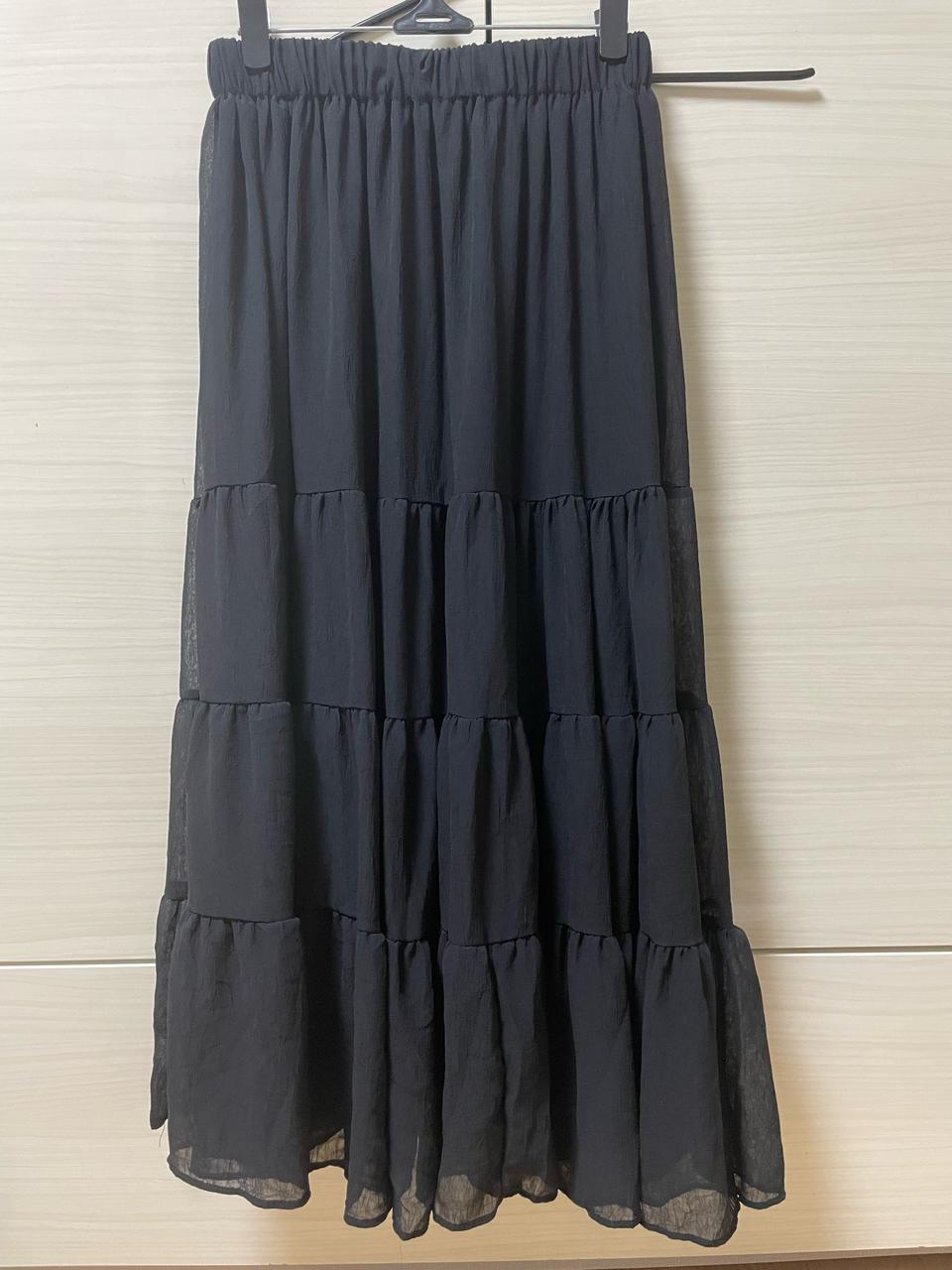 시원한 A라인 밴딩 쉬폰 캉캉 치마 (검정) free