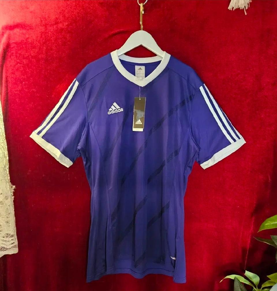 (새상품)아디다스(Adidas) 퍼플 삼선 반팔 져지 L size
