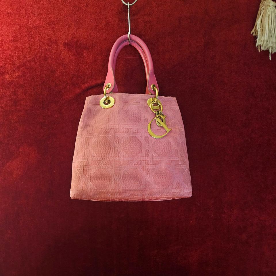 Christian Dior 핫핑크 Lady 패브릭 미니 토트백