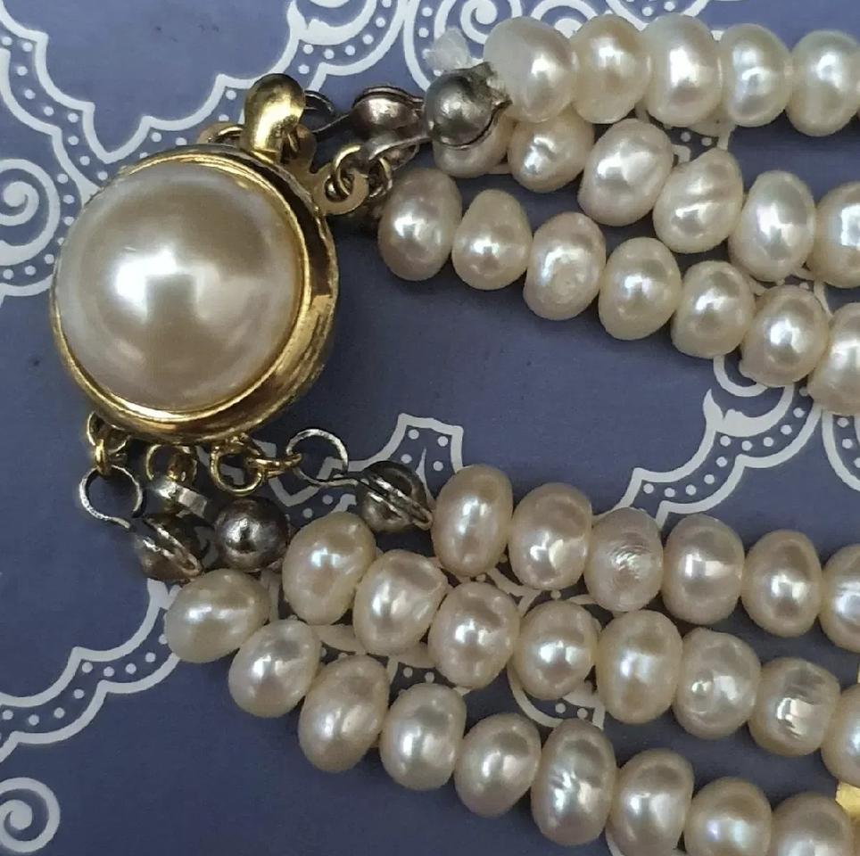 천연 진주목걸이 3단 실버 은 진주5mm