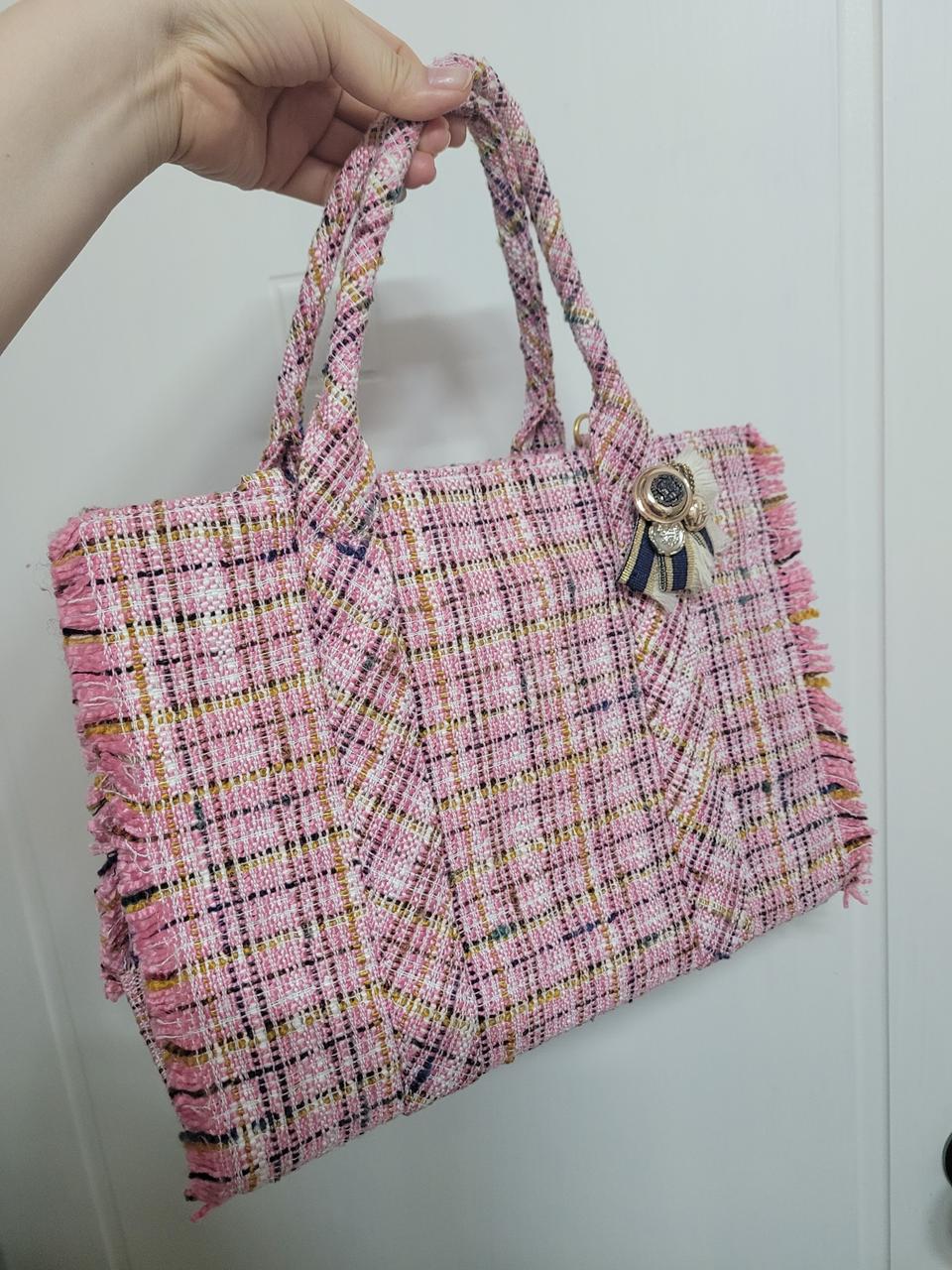 지니에스크 플라밍고백 트위드백 숄더백 토트