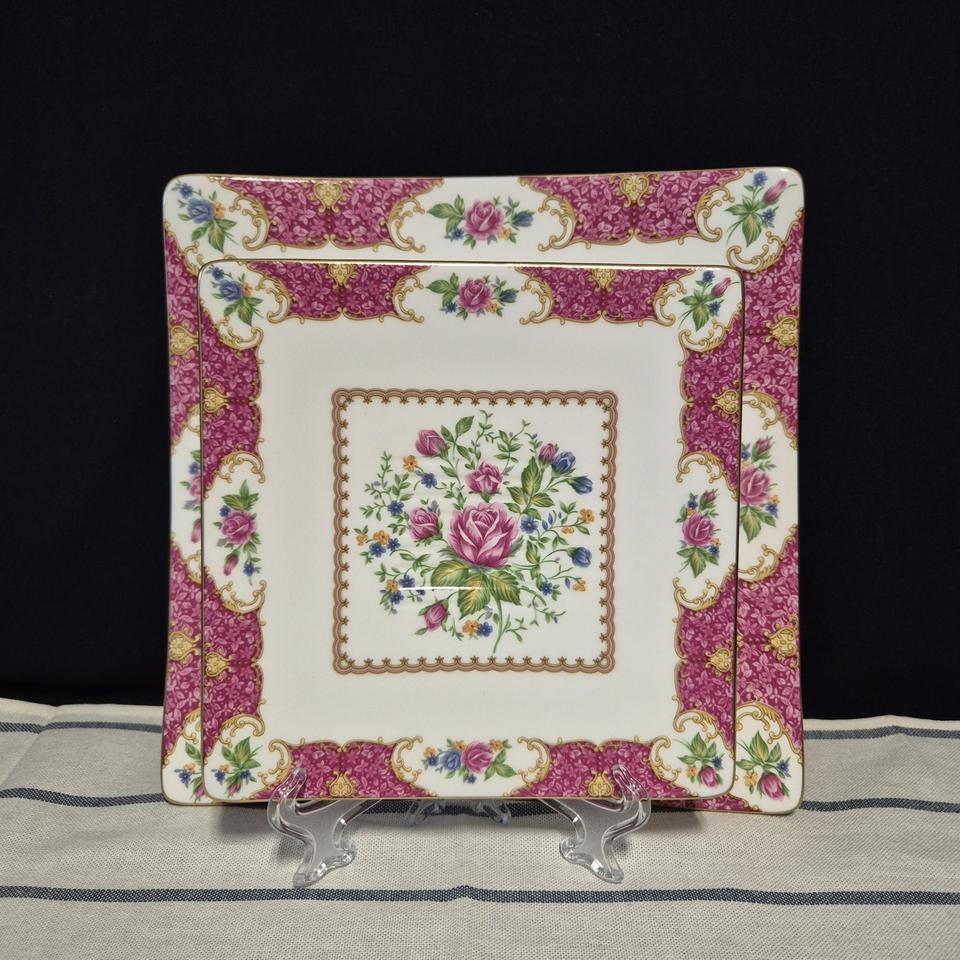 행남자기 모지 로즈데일 사각접시 2장