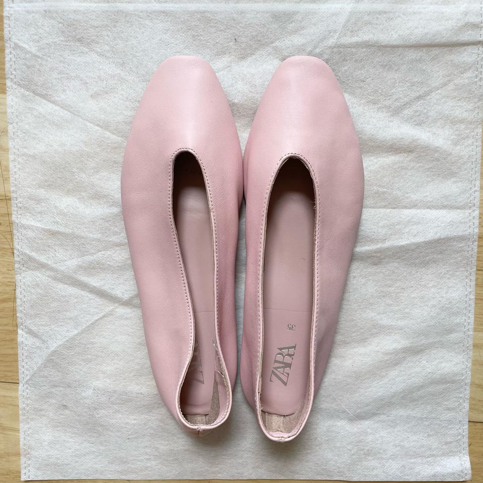 자라 (ZARA) 소프트 레더 플랫슈즈 핑크 (EU 35)