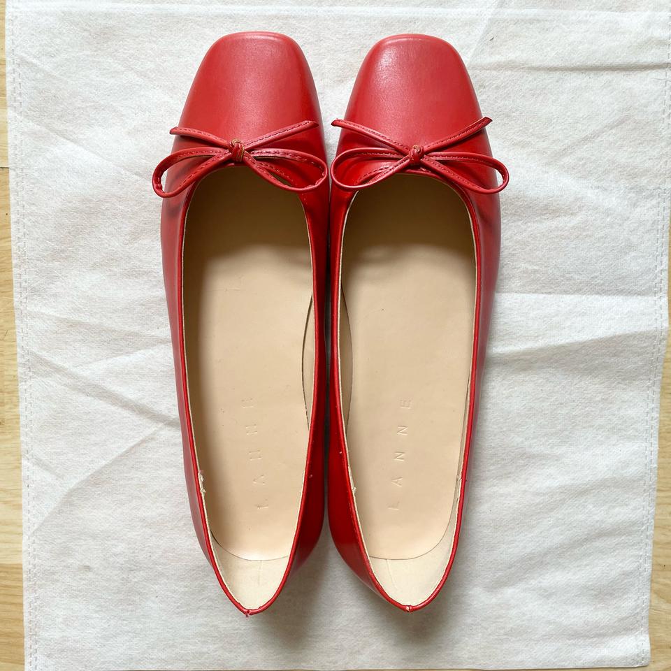 [새상품] 빨간색 플랫슈즈 로퍼 구두 (240)