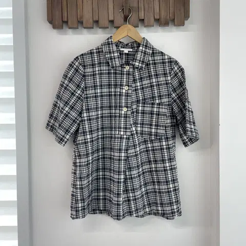 코스 체크 코튼 시어서커 셔츠