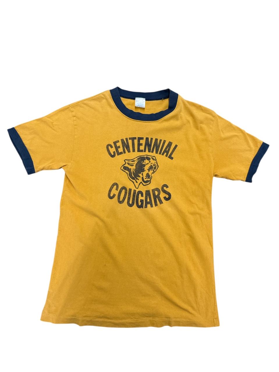 Printable 90s 겨자색 링거 반팔 티셔츠M