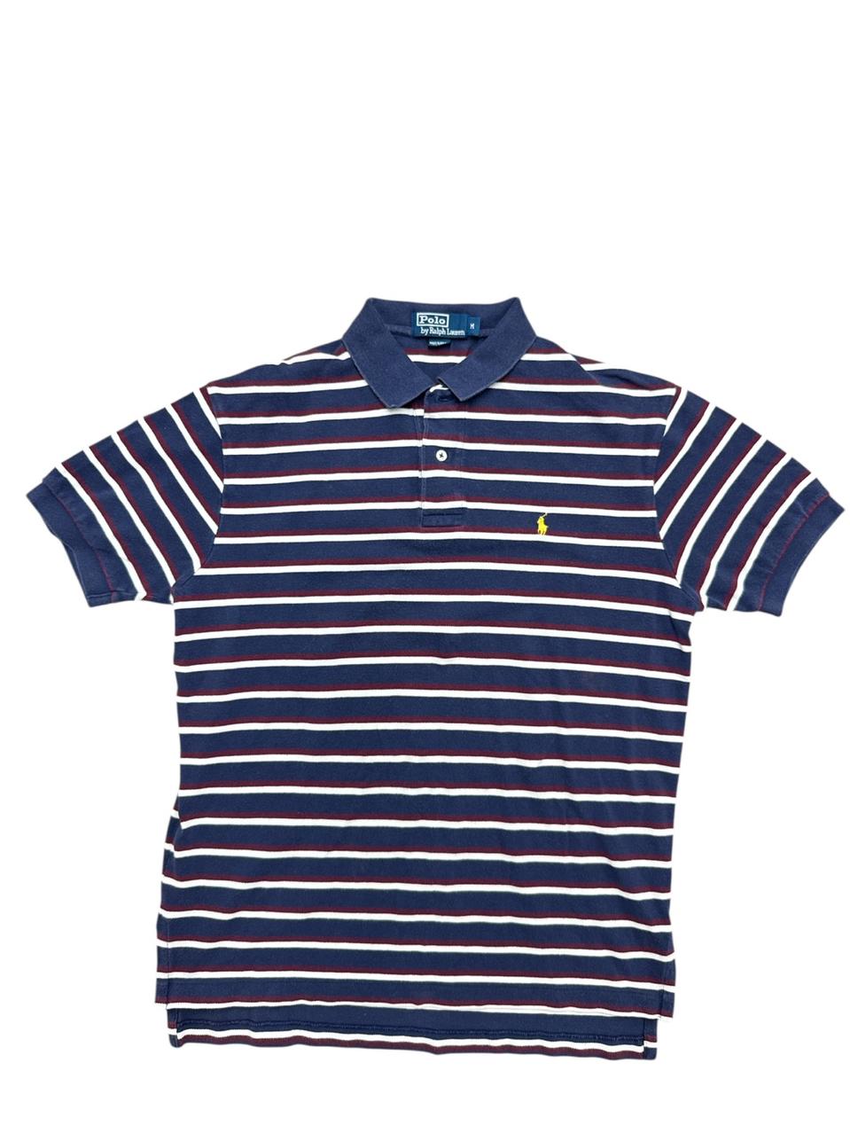 폴로 랄프로렌 퍼플,화이트,와인 스트라이프 PK 면 반팔 카라티 M