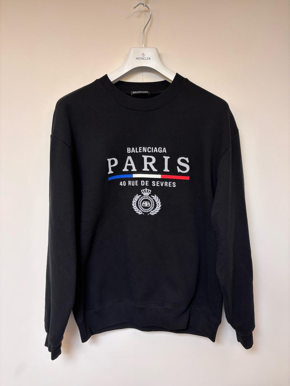 [당일배송/정품] 발렌시아가 파리스 로고 맨투맨 블랙 L