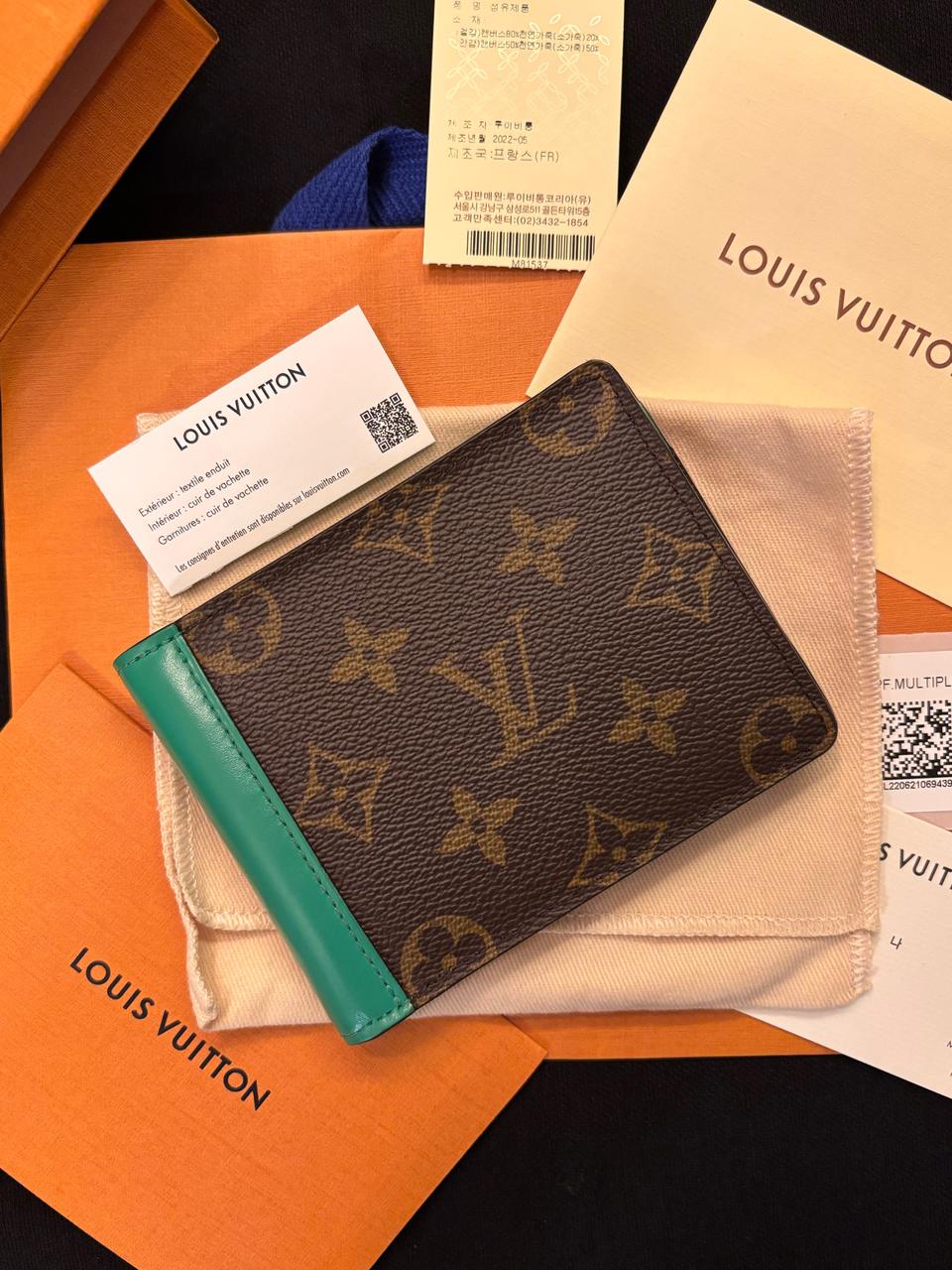 [새상품급/당일배송] 루이비통 마카사르 반지갑 그린 멀티플 월릿