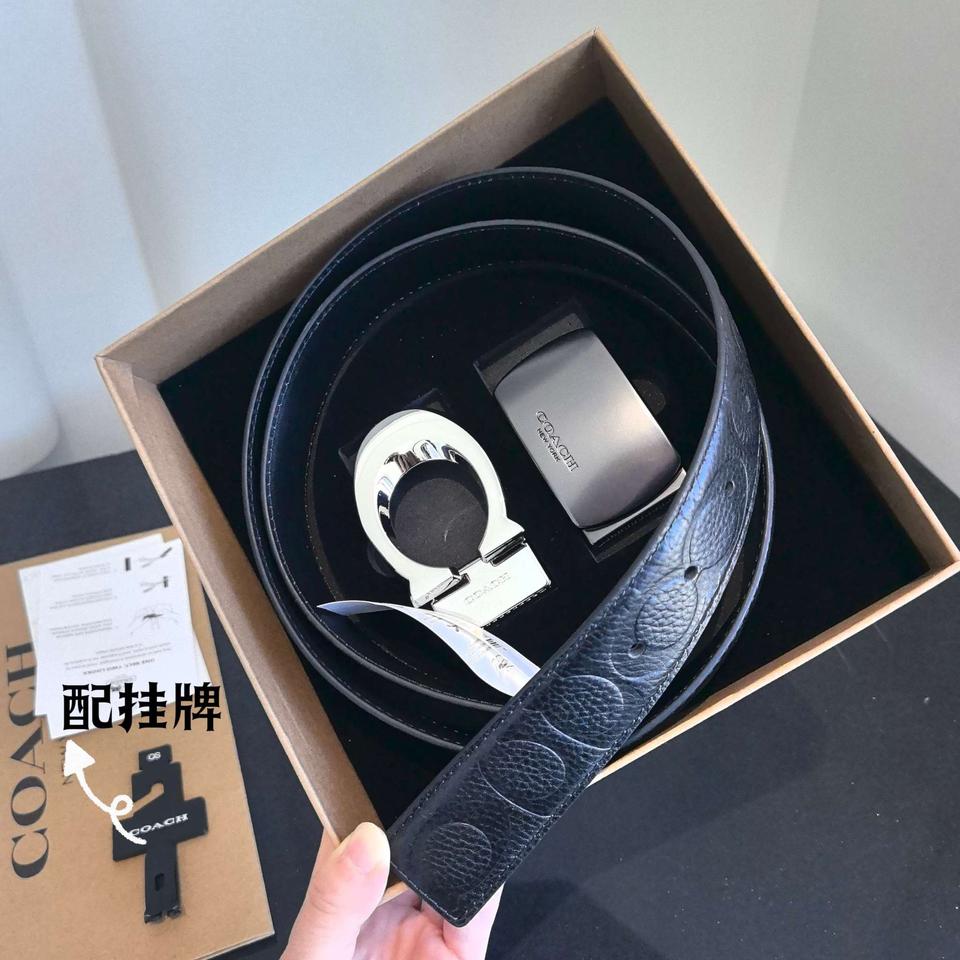 코치 COACH 남자 벨트 버클 교체형 37 양면 가죽 벨트 선물세트