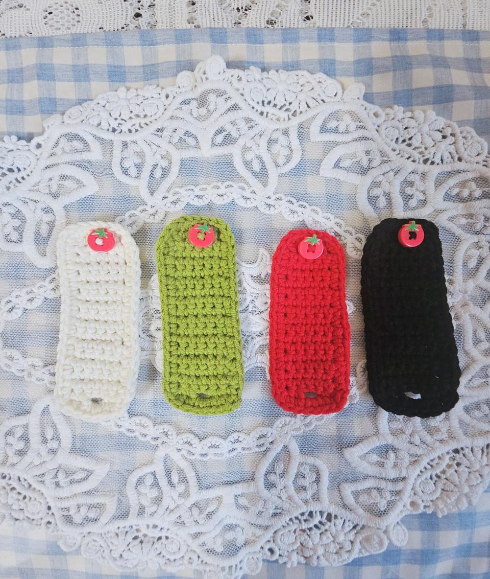 손뜨개(2+1)토마토 이어폰줄감개 케이블홀더(선정리)