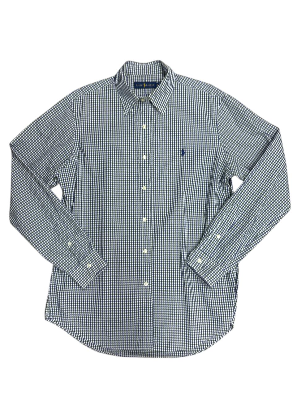 폴로 랄프로렌 블루&그린 깅엄체크 코튼 셔츠M