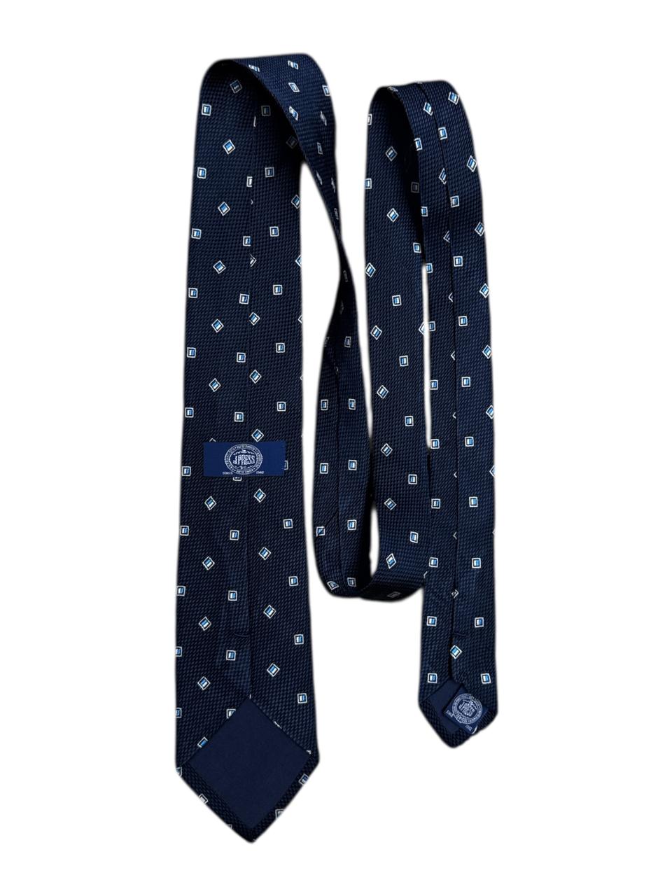 제이프레스(J.PRESS) 네이비 패턴 실크 넥타이