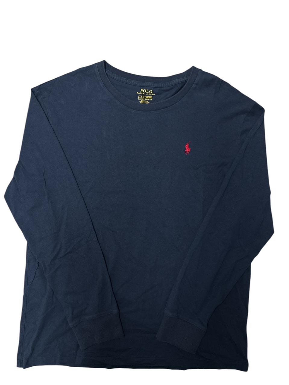 폴로랄프로렌 네이비 커스텀 슬림핏 라운드넥 긴팔 티셔츠 롱슬리브 L