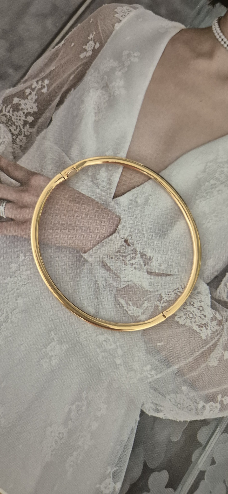 18k 할로우 납작 민 뱅글 팔찌