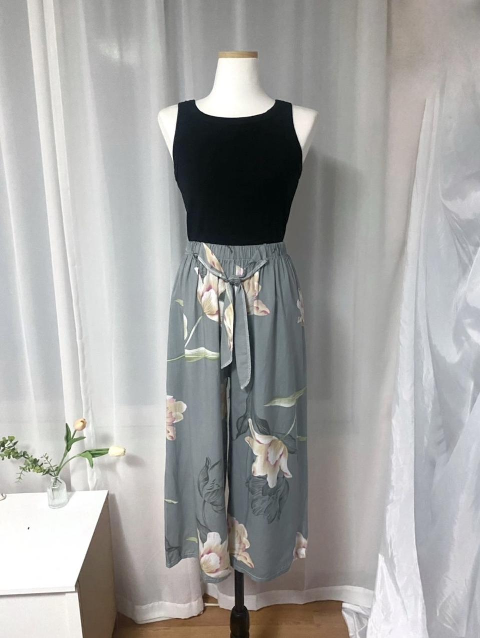 꽃 밴딩 8부 바지 잠옷 홈웨어(44~88) 꽃바지 8부바지