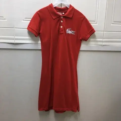 라코스테 LIVE 레드 피케 원피스 카라원피스