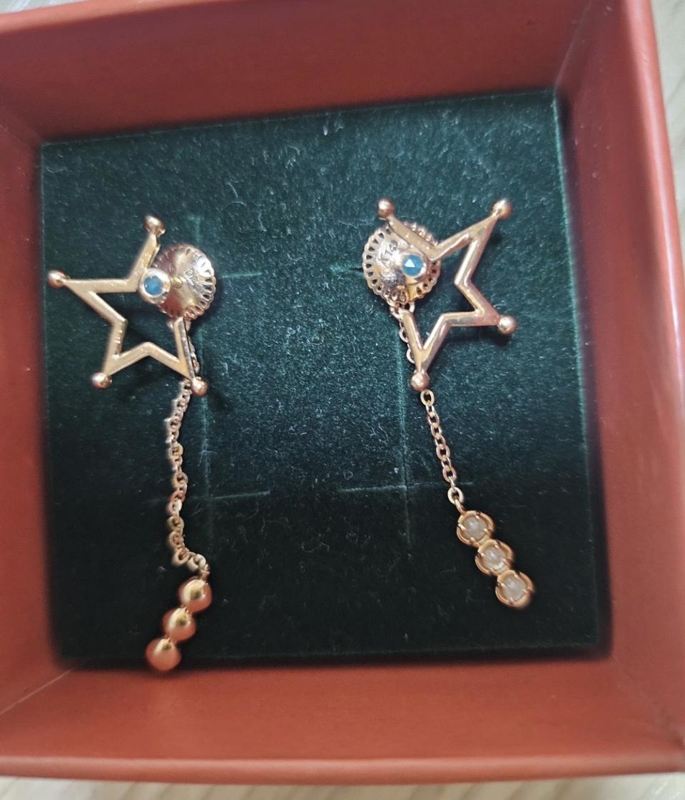 14k 러프 다이아 귀걸이