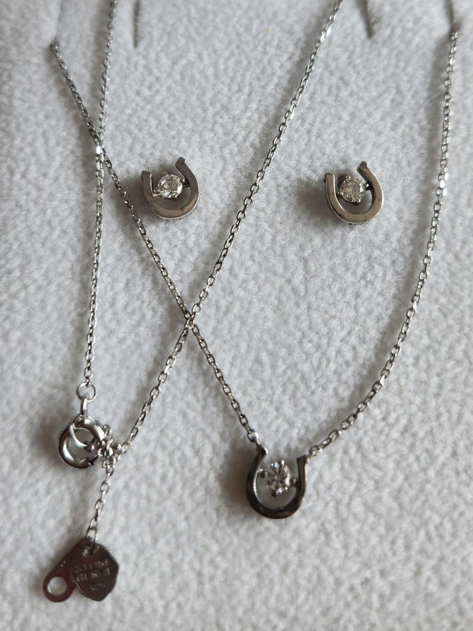 스톤헨지 실버 목걸이& 귀걸이세트