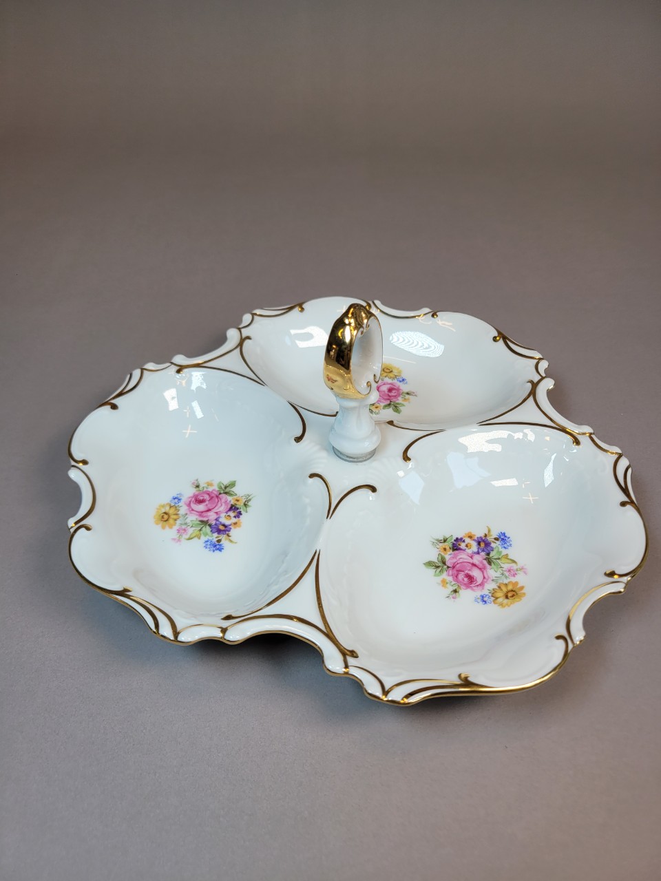 체코 3절 나눔 접시 엔틱 앤틱