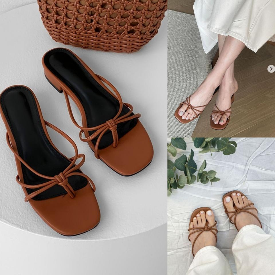 (판매완료)꼬임 매듭 쪼리 슬리퍼 브라운 샌들 뮬 블로퍼 에이블리