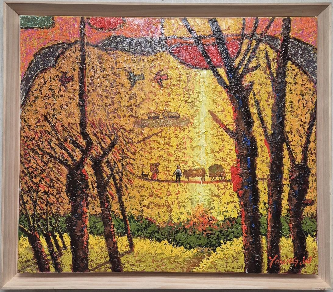 왕영완 화백- 고향의아침 (10호)/출품작/작품보증서