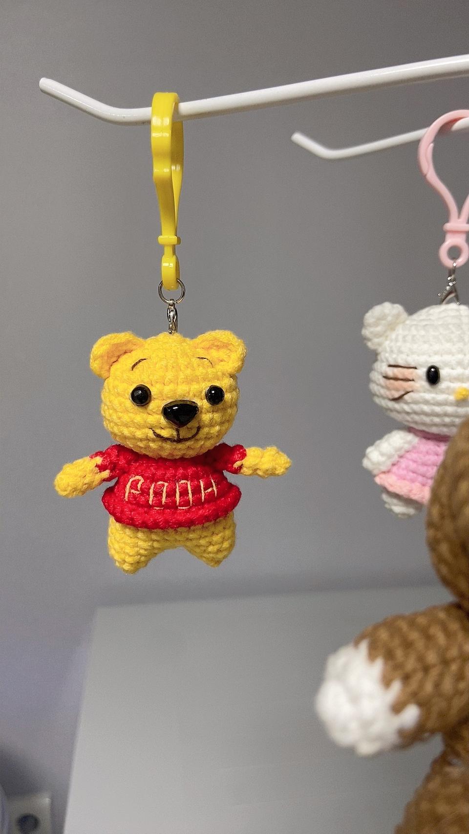 곰돌이푸 키링 가방고리 뜨개인형 핸드메이드