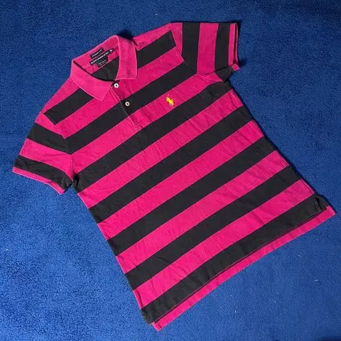 랄프로렌 스포츠 핑크 스트라이프 반팔 카라티