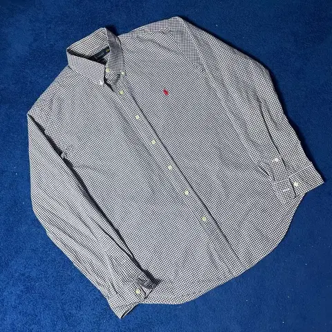 랄프로렌 깅엄체크 블루 셔츠