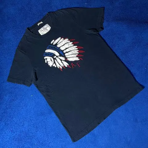 아베크롬비 인디언 패치 네이비 반팔 티