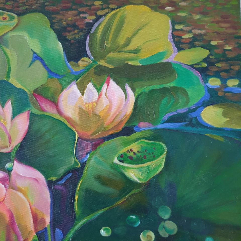 이덕형 작가 연꽃 유화