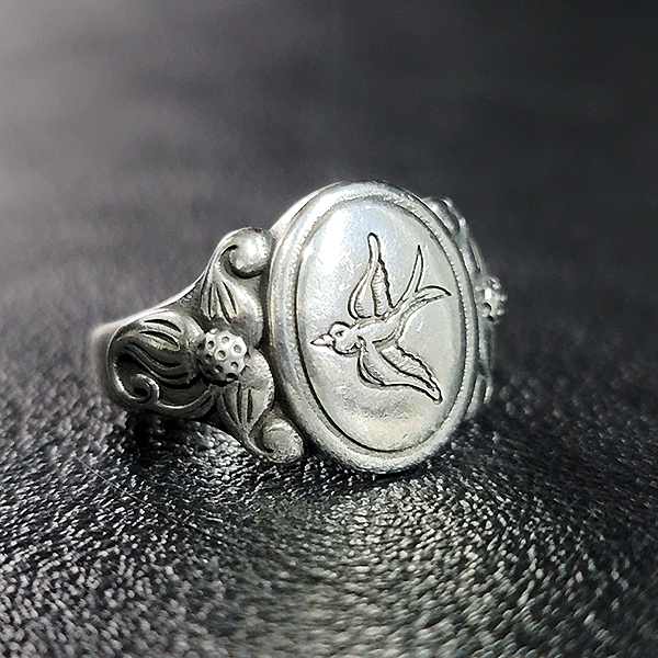 Dove 실버 남자 엔틱 빈티지 선물 소품 평화 새 반지