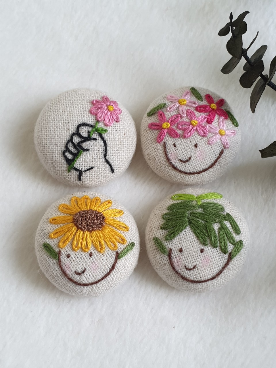 프랑스자수 미니 브로치_택1