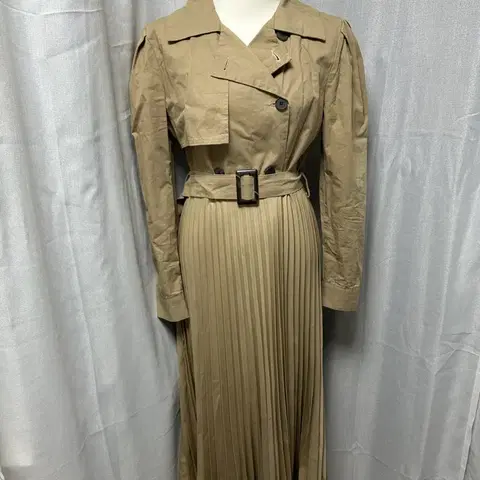 브라운 벨트 트렌치 롱원피스