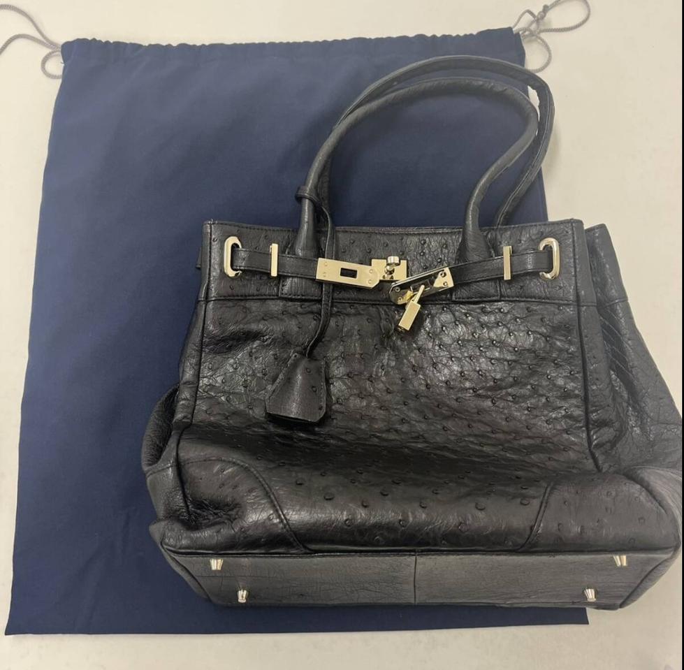 팔치뉴욕 FALCHI NEW YORK 리얼타조가죽 블랙토드백