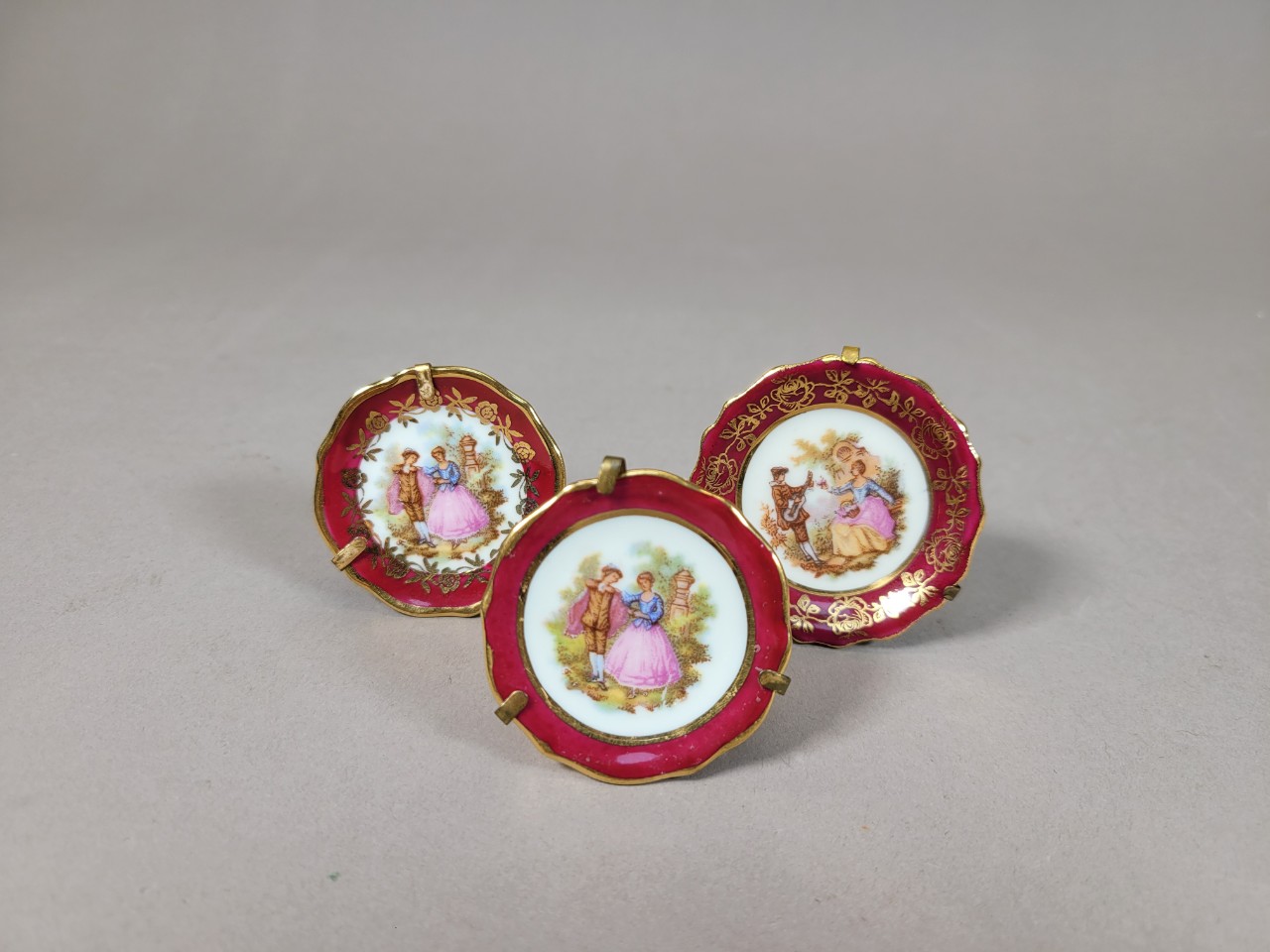 프랑스 리모지 미니어처 장식접시 3개세트 엔틱 앤틱