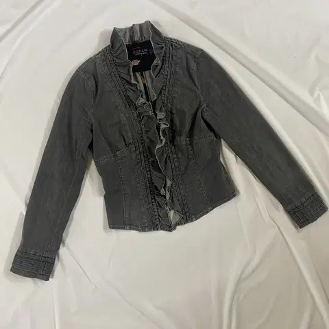 [38] 소니아 리키엘 러플 프릴 흑청 빈티지 데님 자켓