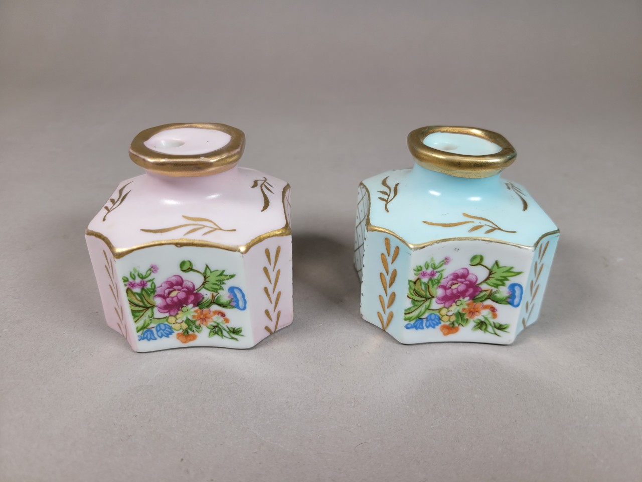 독일 파스텔 플라워 잉크웰 엔틱 앤틱