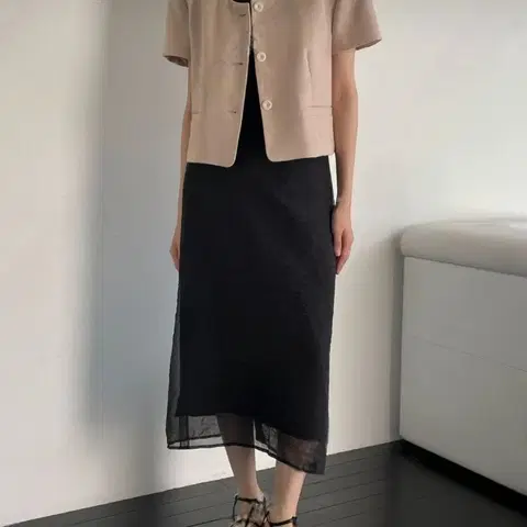 jdan 노카라 라운드넥 반팔자켓